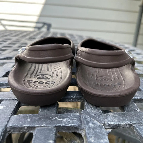 Crocs Women’s 11 Olivia Slingback Brown Slip On Shoe Flats Rhinestone Comfort - Picture 5 of 9